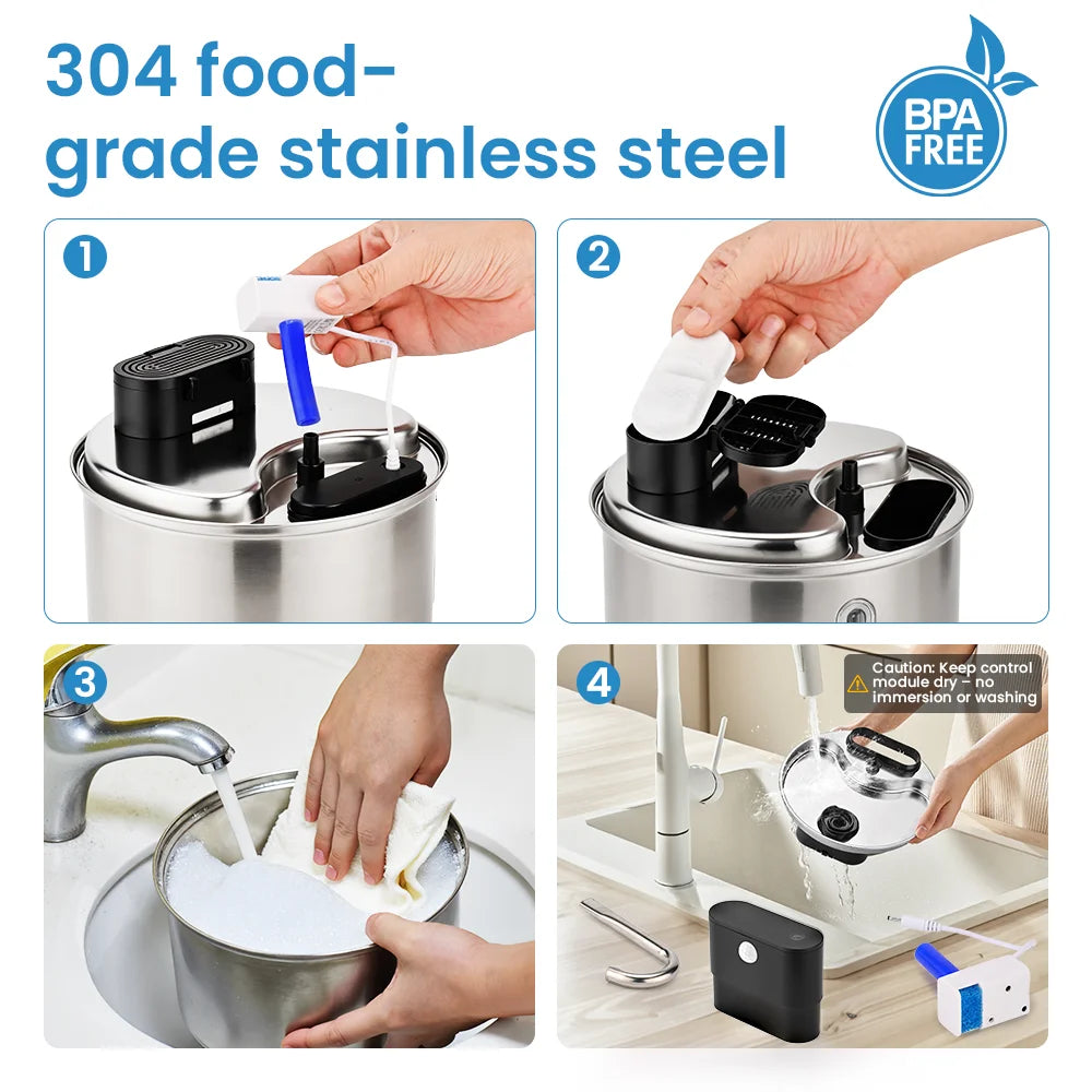 Cityflee Stainless Steel Cat Water Fountain Smart Wireless Automatic Dispenser