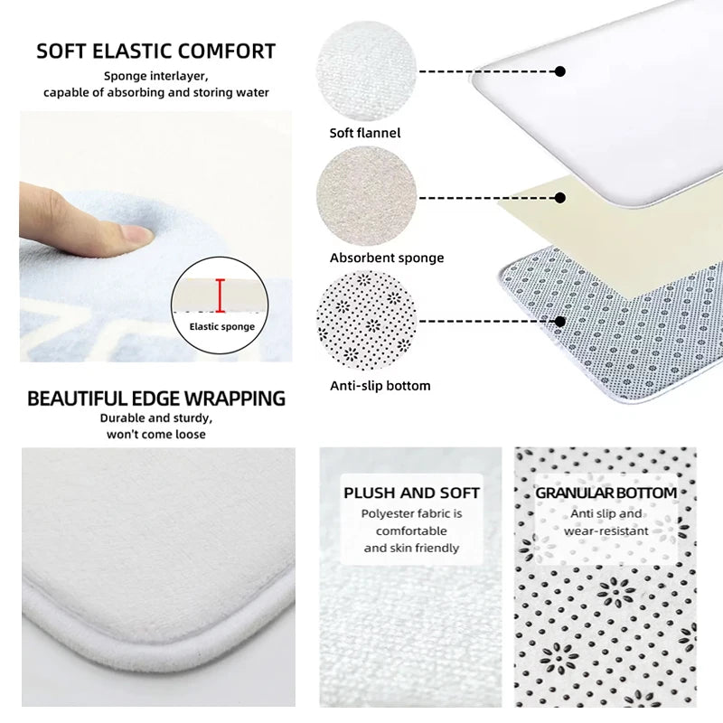 Disney Tinker Bell Green Silhouette Door Mat Non-Slip Absorbent Floor Rug for Home Bathroom Decor