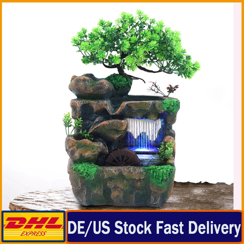 Indoor Room Fountain With Color Changing LED Lights