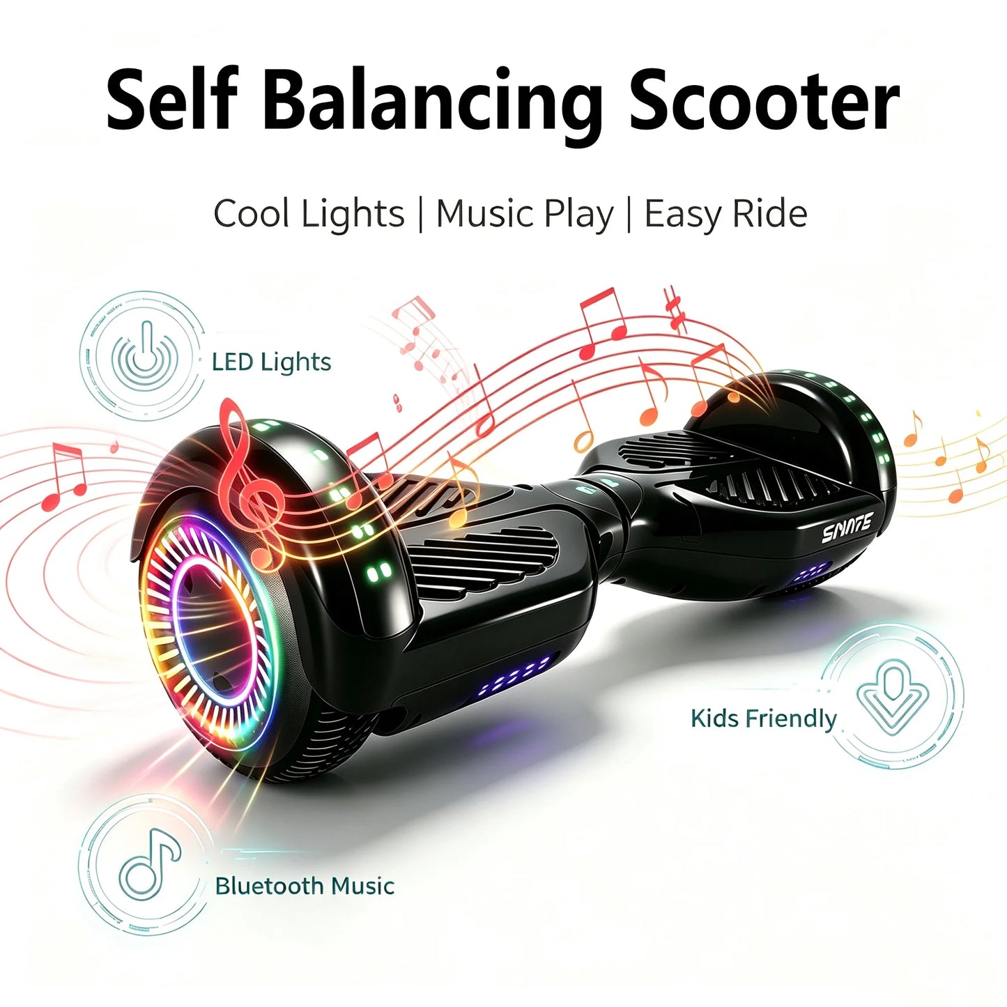 Simate 6.5 Inch Self Balancing Hoverboard With Bluetooth