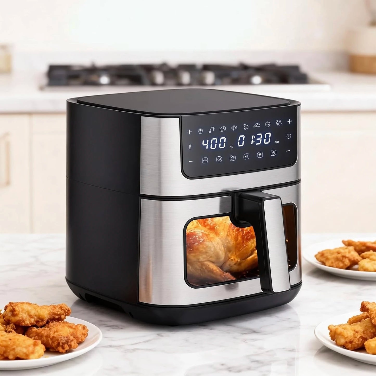 Air Fryer With Window 8 Presets Stainless Exterior 400F