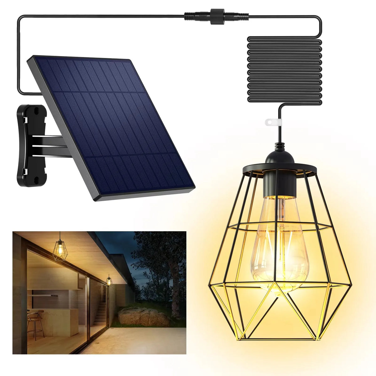 Intelamp Solar Hanging Pendant Lights for Indoor and Outdoor Spaces