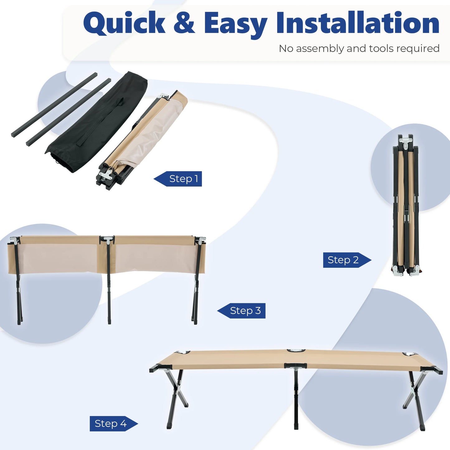 JHK Portable Folding Camping Cot With Sturdy Steel Frame