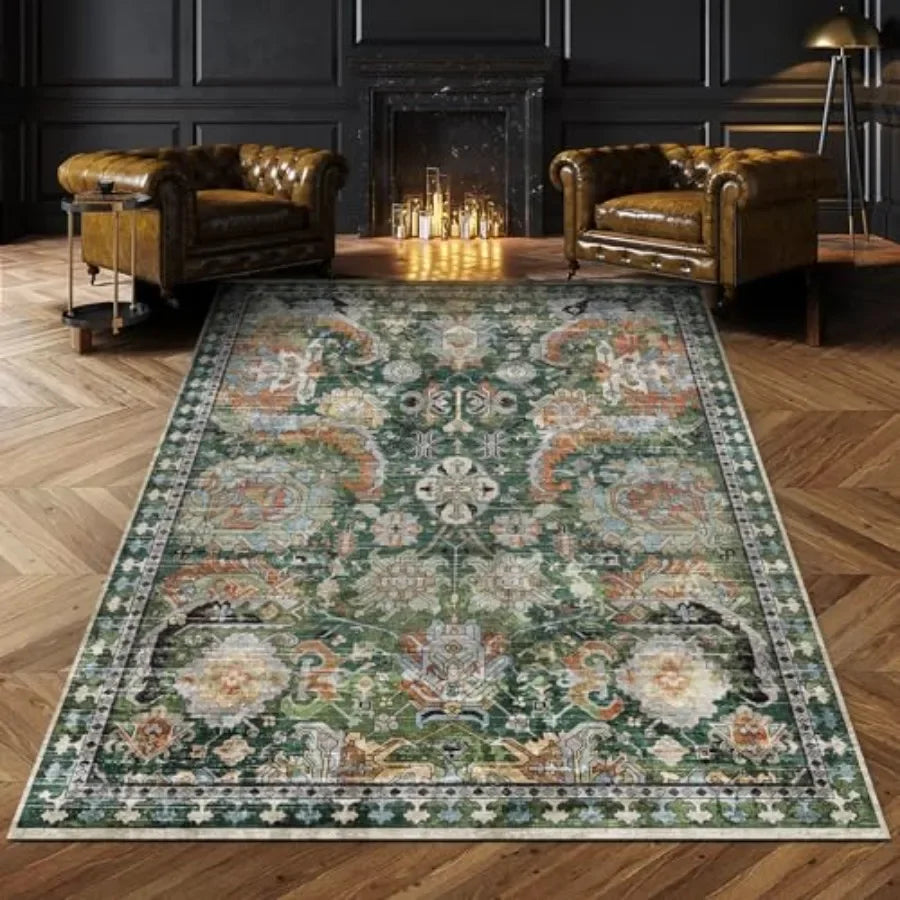 Kilim Pattern Washable Polyester Area Rug Anti Slip For Living Room