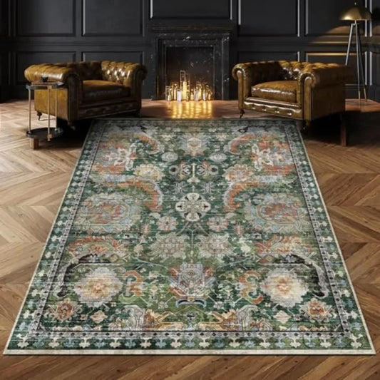 Kilim Pattern Washable Polyester Area Rug Anti Slip For Living Room