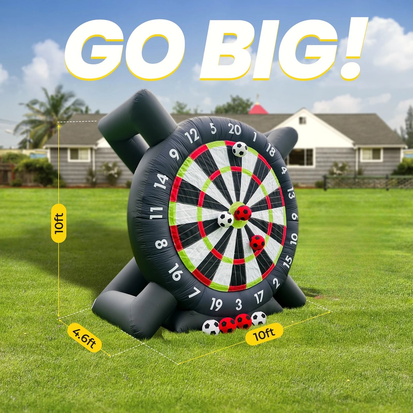Outdoor Inflatable Games Inflatable Soccer Dart Board Football Dart Target with Balls, Large Backyard Party Sports Game for Family Events