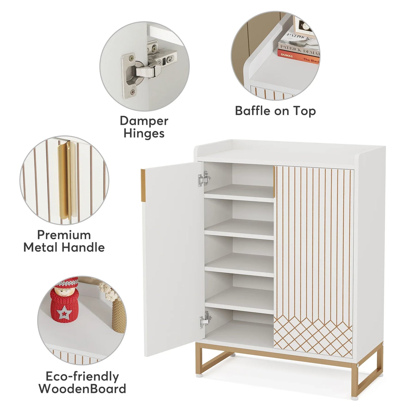 Tribesigns 5 Tier Shoe Cabinet With Doors