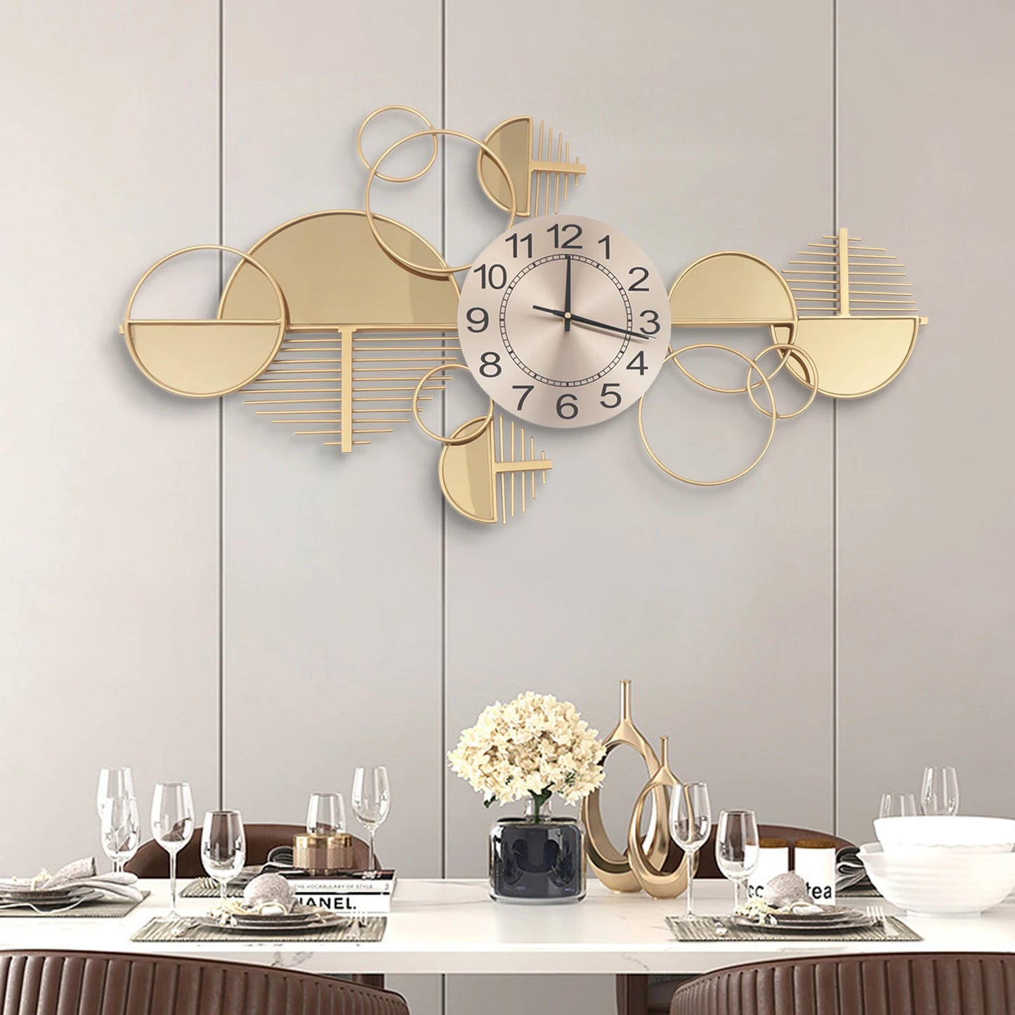 Creative Modern Metal Wall Clock Silent Battery Operated