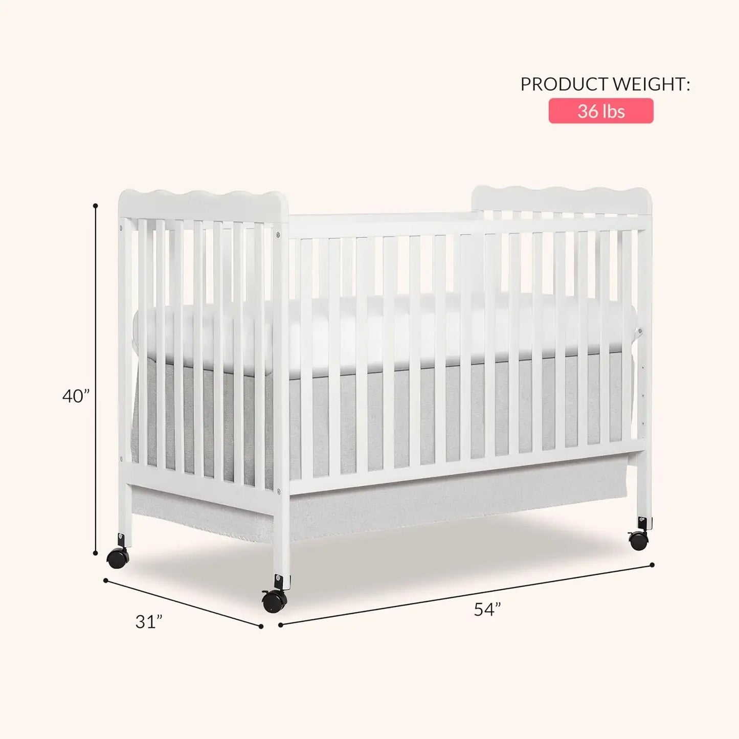 Carson Classic 3-In-1 Convertible Baby Crib JPMA GreenGuard Gold