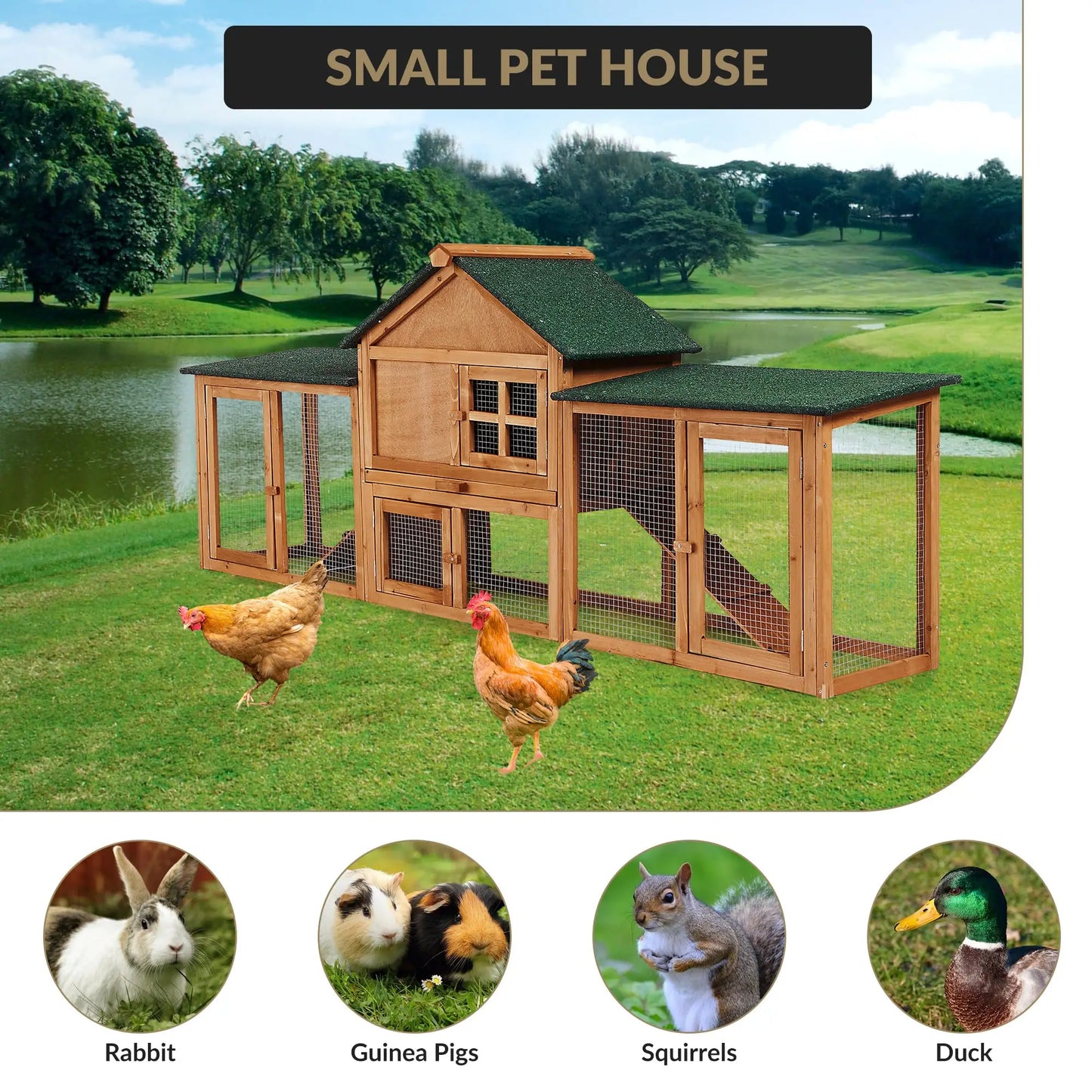 DishyKooker Two Story Wooden Rabbit Hutch With Double Runs