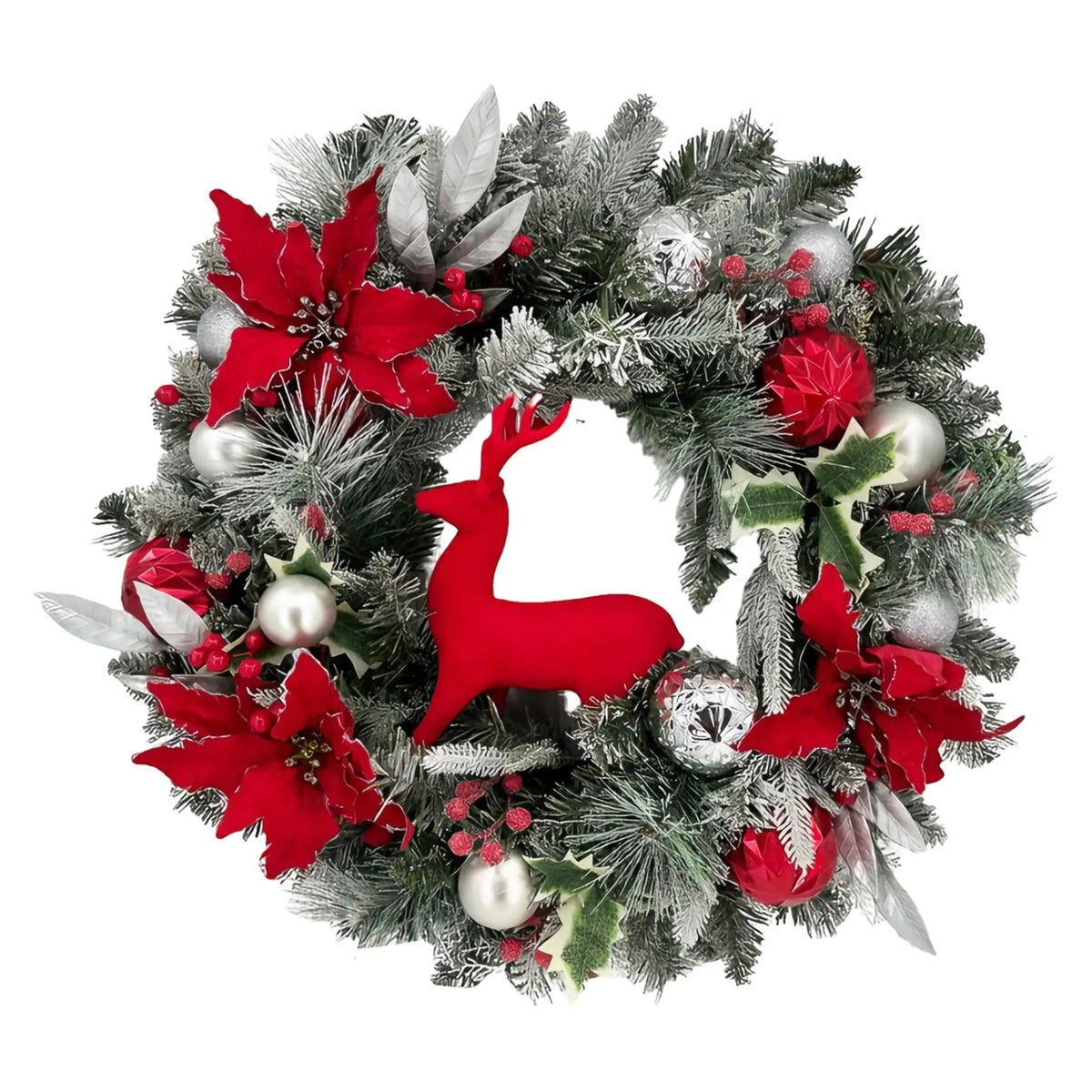 HiMISS Pre Lit Christmas Wreath With LED Lights And Timer