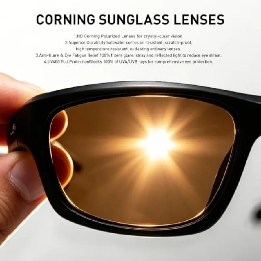 Corning Glass Polarized Sunglasses UV400 Anti-Glare, Scratch Resistant, Italian Design for Driving Fishing Outdoor