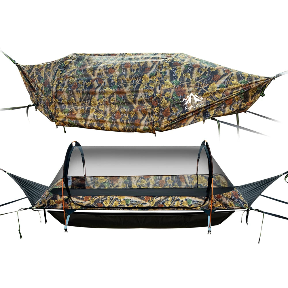 Night Cat Hammock Tent With Waterproof Rainfly Mosquito Net Storage