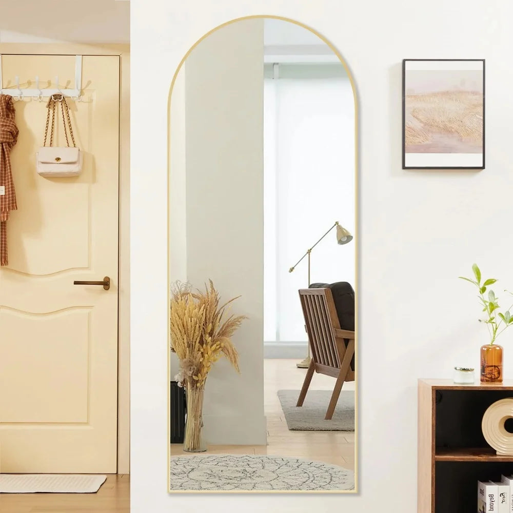 56.2"x21" Arched Full Length Mirror Free-standing Floor Mirror