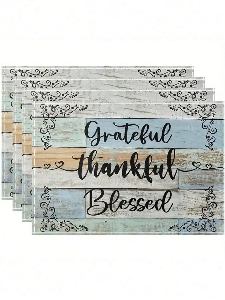 4-Pack, Home Kitchen Placemats, Thanksgiving Pattern Placemats, Kitchen Dining Table Room Stylish Home Decor, Suitable For Famil