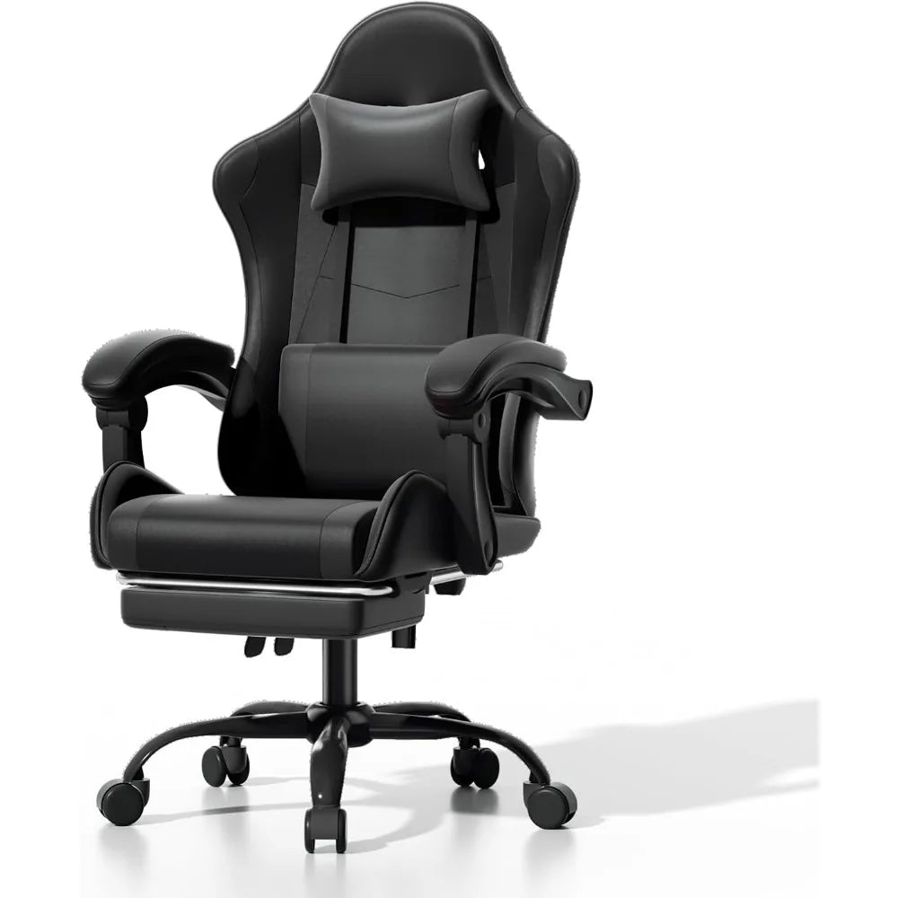 Athena Collection Ergonomic Gaming Chair With Footrest Headrest Lumbar Support