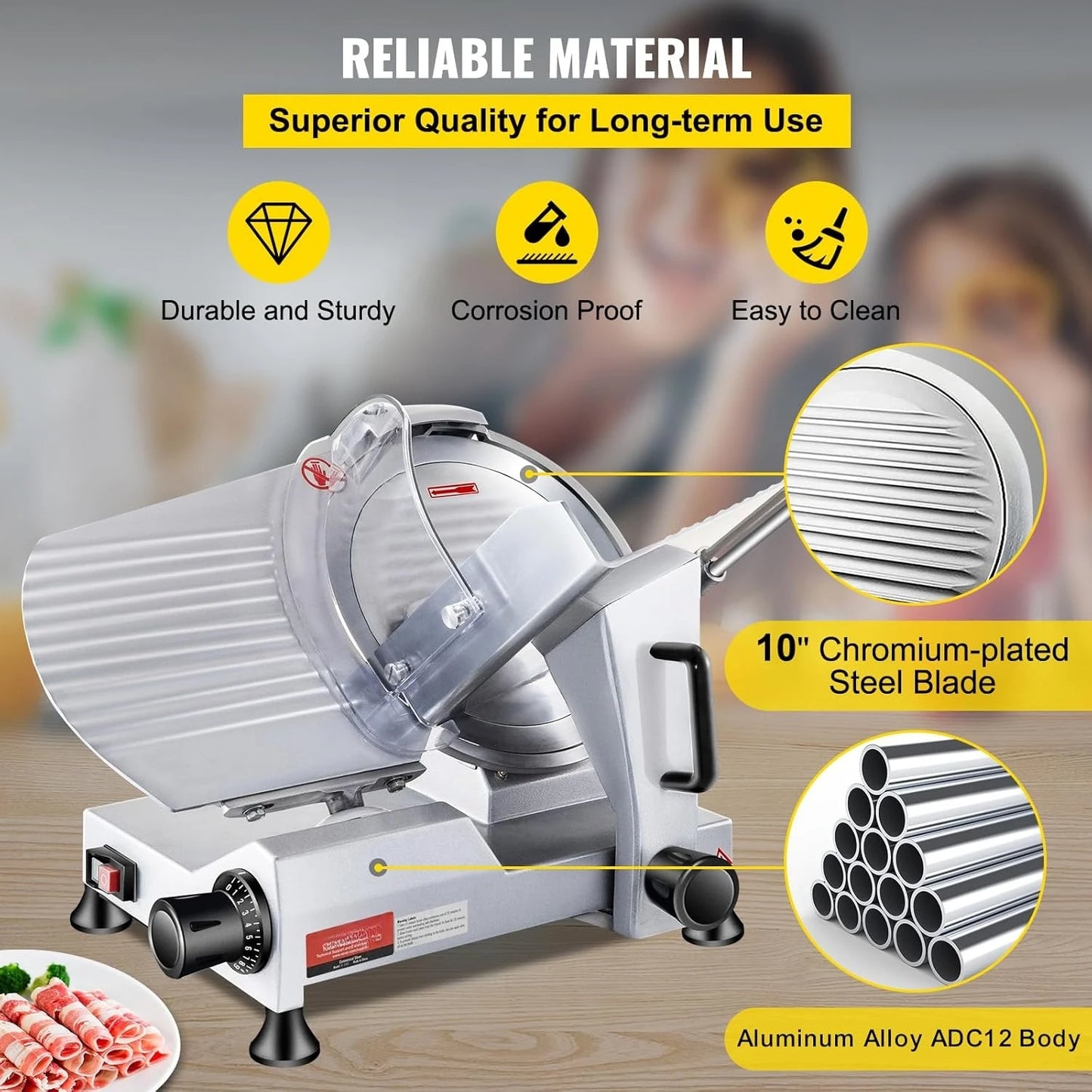 Commercial Meat Slicer Electric 240W Premium Chromium Plated Steel