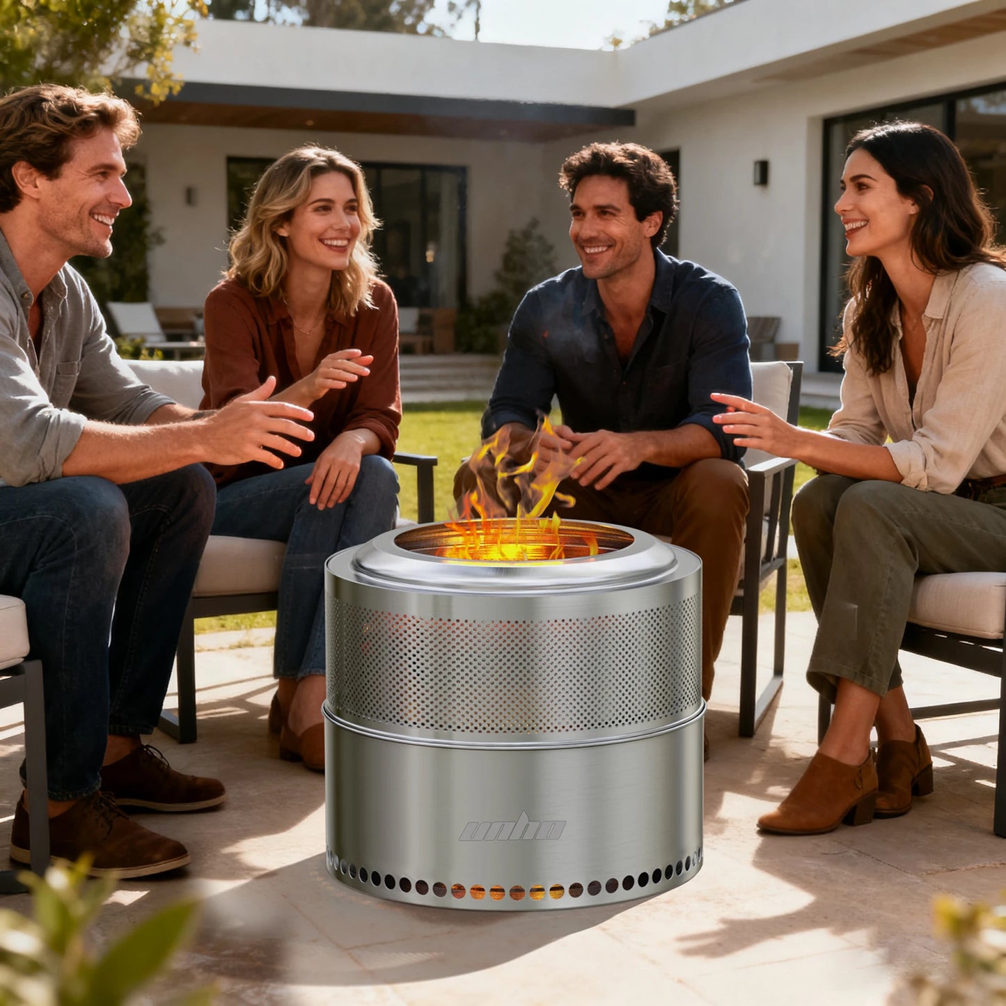 Wood Burning Fire Pit Stainless Smokeless With Carry Bag Outdoor