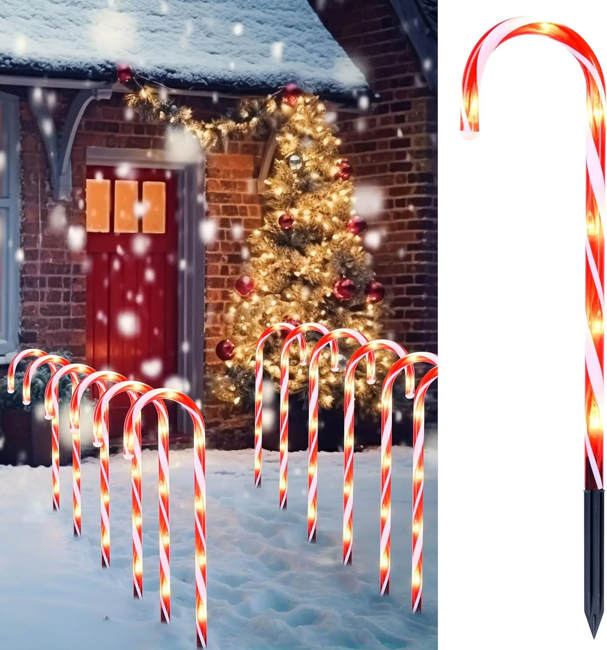 Joyfy Christmas Candy Cane Pathway Marker Lights for Outdoor Decor
