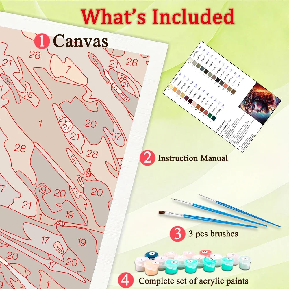 Region Jesus Paint By Numbers For Adult Diy Art Craft Kit HandPainted On Canvas Valentines Gift Religious Home Decor