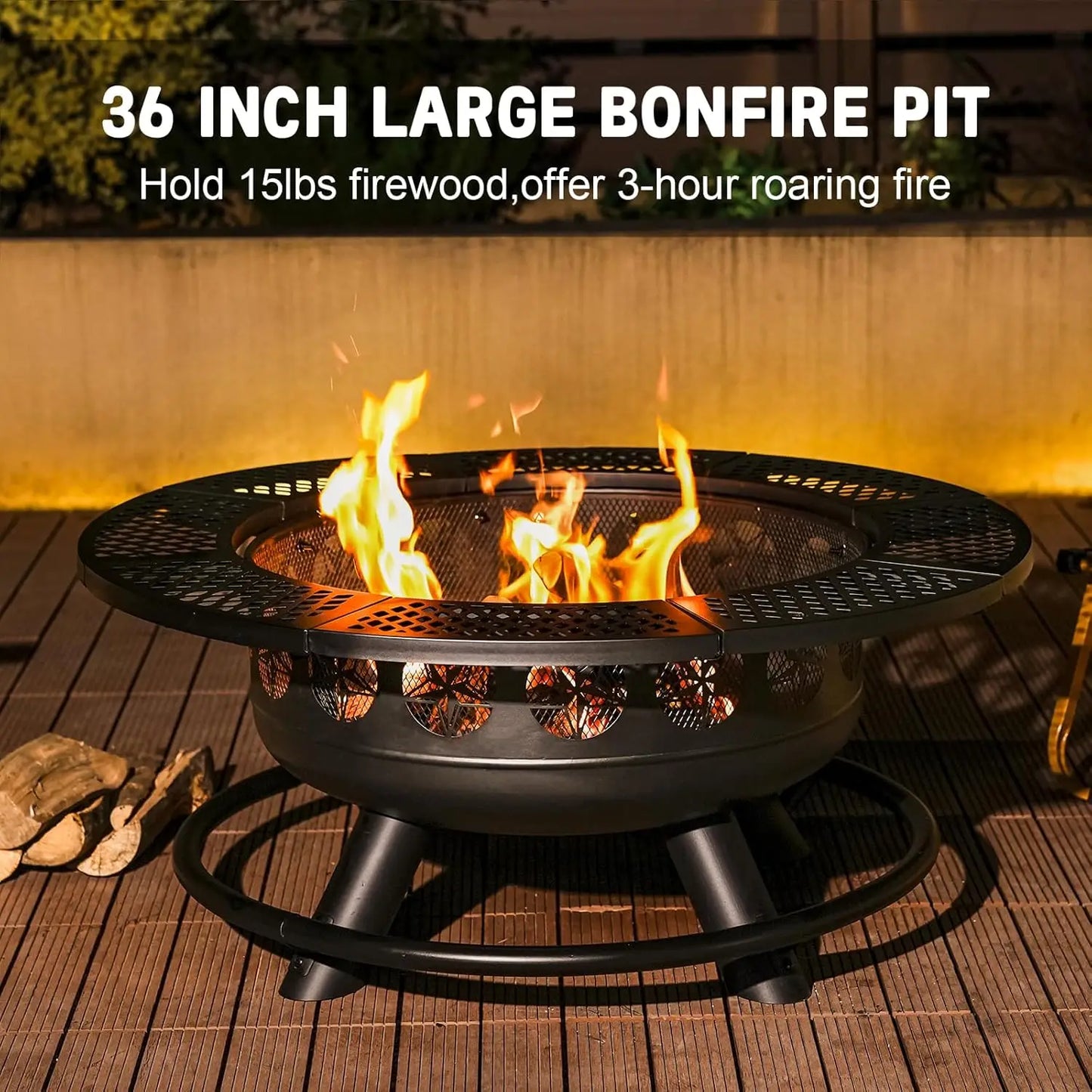 XMSJ Durable Outdoor Fire Pit With Grills Three In One