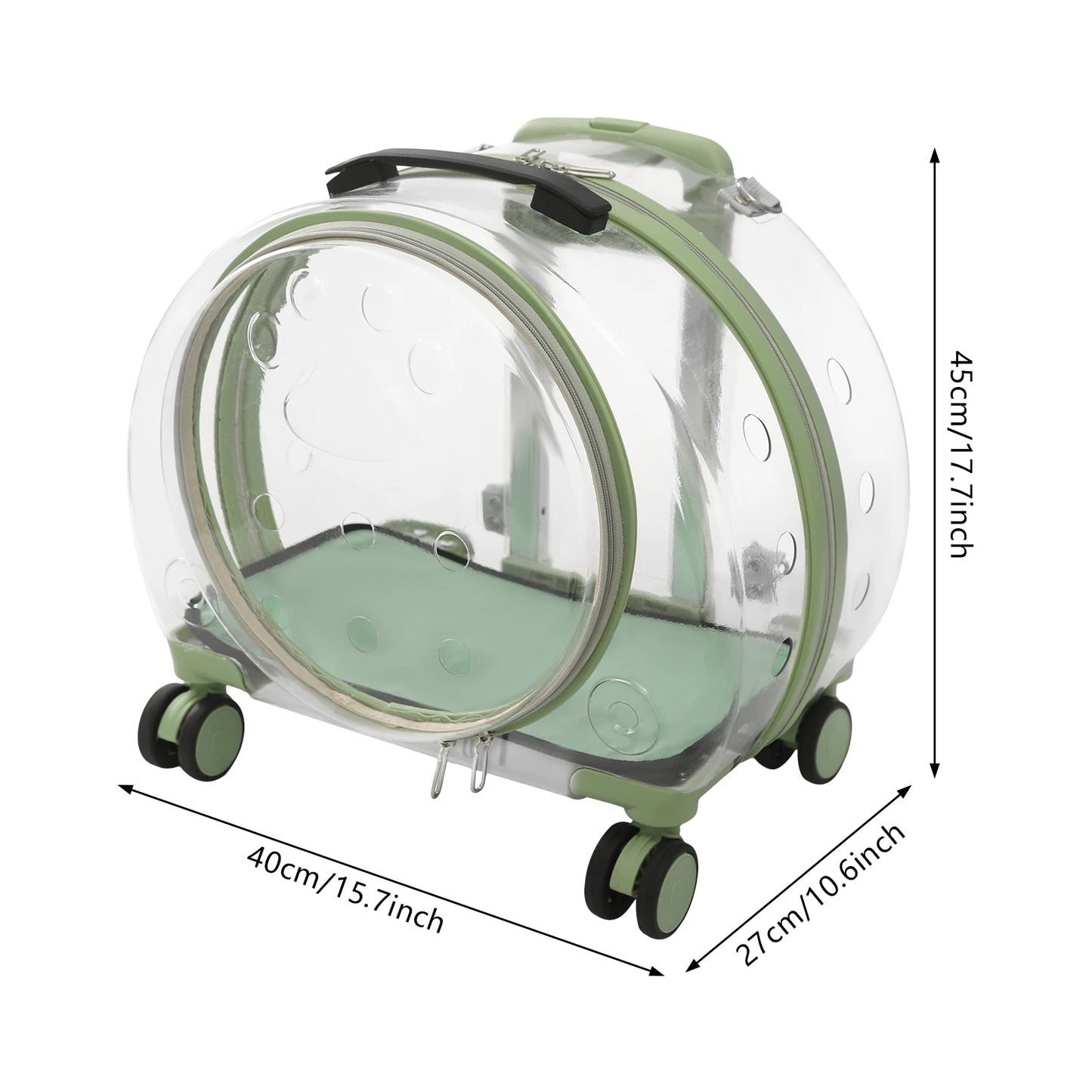 Rolling Cat Carrier With Wheels Telescopic Handle For Travel