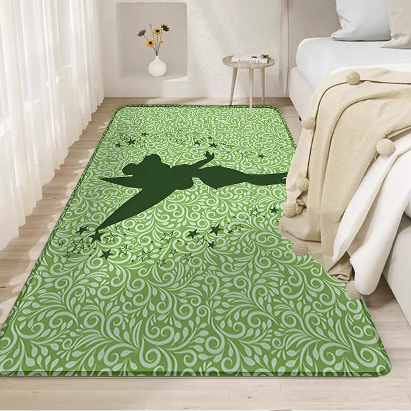 Disney Tinker Bell Green Silhouette Door Mat Non-Slip Absorbent Floor Rug for Home Bathroom Decor