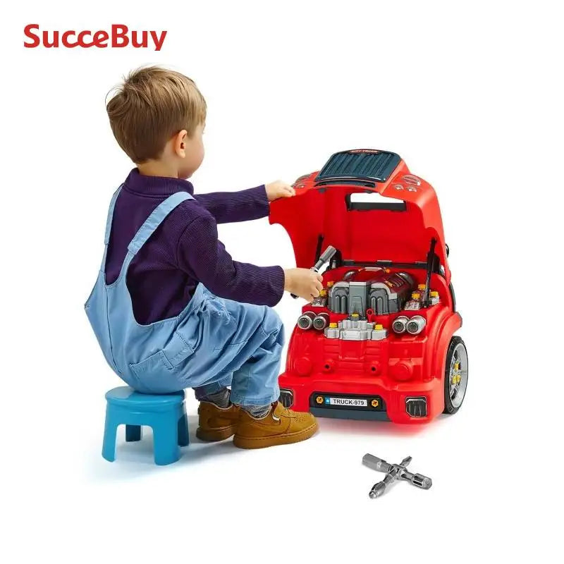 SucceBuy Kids Mechanic Car Repair Set With Removable Parts 60-Piece