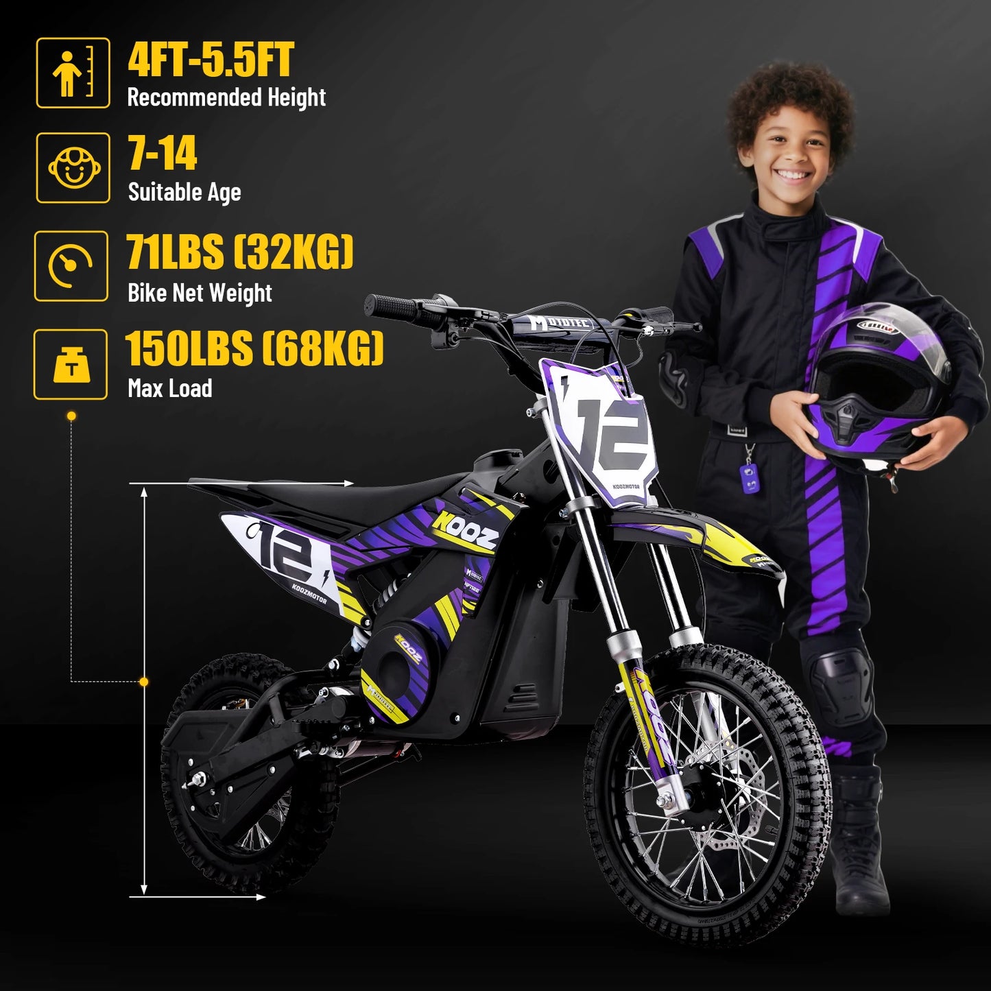 KOOZ HP112E Pro 36V 1000W Electric Dirt Bike For Kids