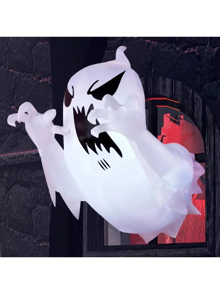 4.5 FT Window Ghost Halloween Inflatable Scary Flying Ghost Broke Out from Window Inflatable with Build-in LED Blow Up Ghost for Halloween Party Indoor, Outdoor Yard Garden Lawn Decoration