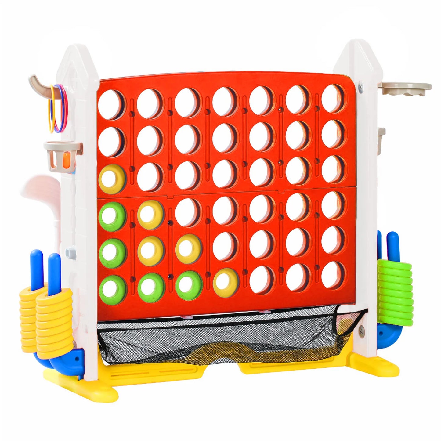 Giant Connect Four Game Set - Height-Adjustable Giant Yard Game, 4-Row Large Floor Connect 4 Game for Backyard & Patio, Family O