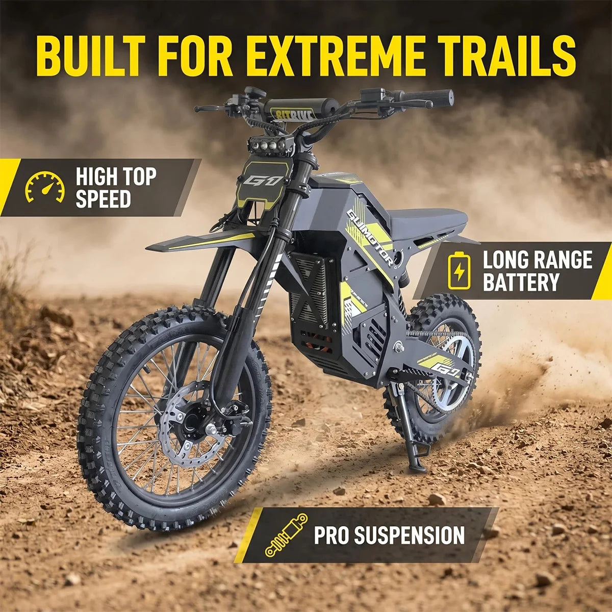 UPlee Electric Dirt Bike G1 1500W 48V 20.8AH Electric Motorcycle 50MILES Fat Tire Nitrogen Suspension E Dirt Bike for Teens and Adults