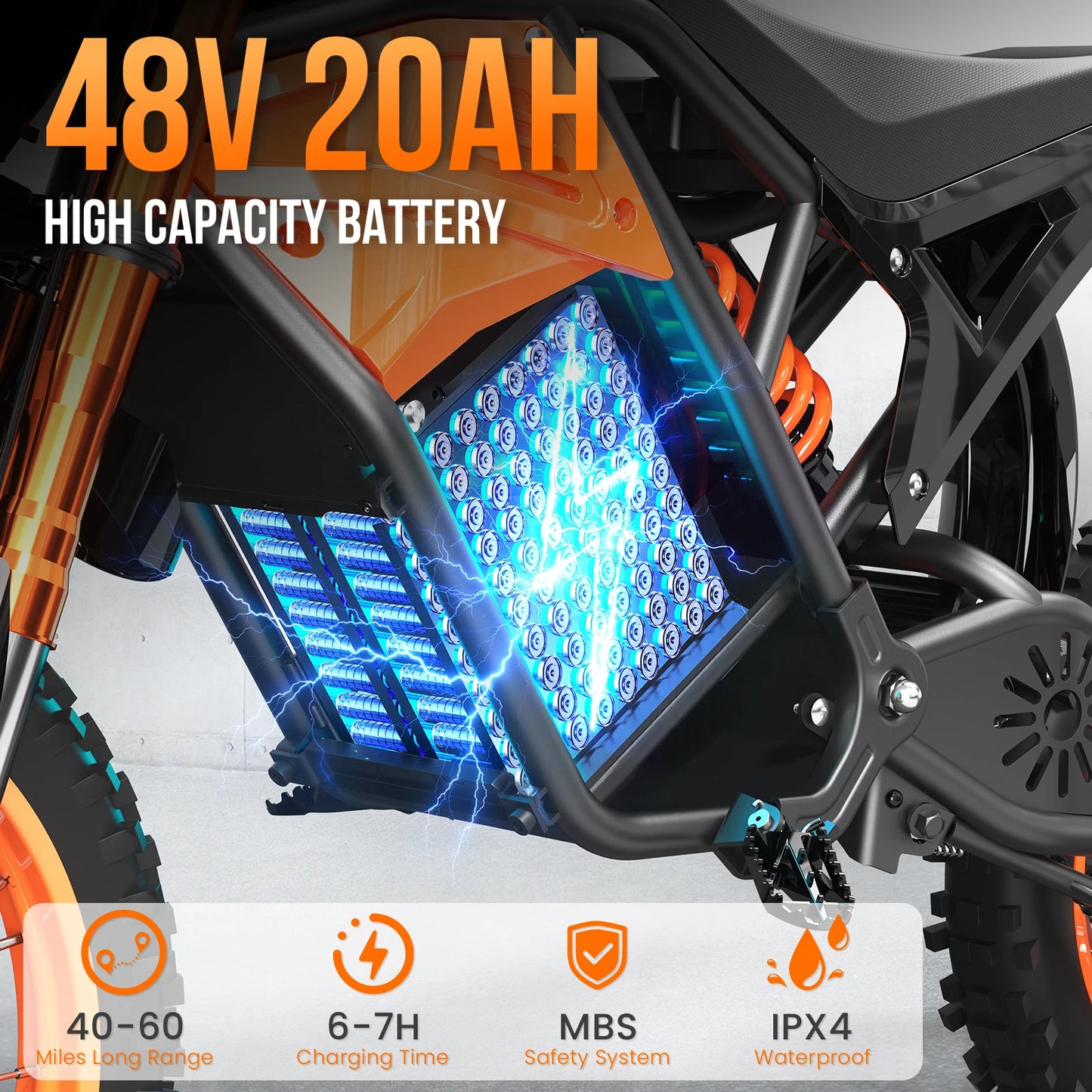 Eilleo Spacewalk EB007 48V Electric Dirt Bike 3000W Peak 37.5MPH