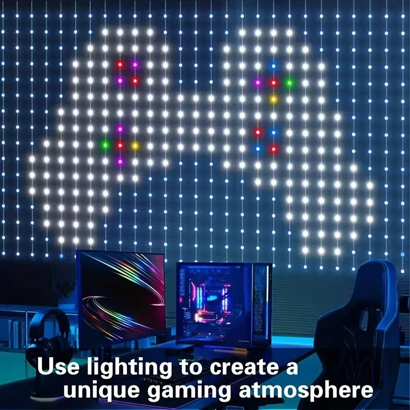 LED Pixel Curtain Lights APP Controlled DIY Custom Patterns Music Sync Function Remote Control for Wedding Party Halloween Decor