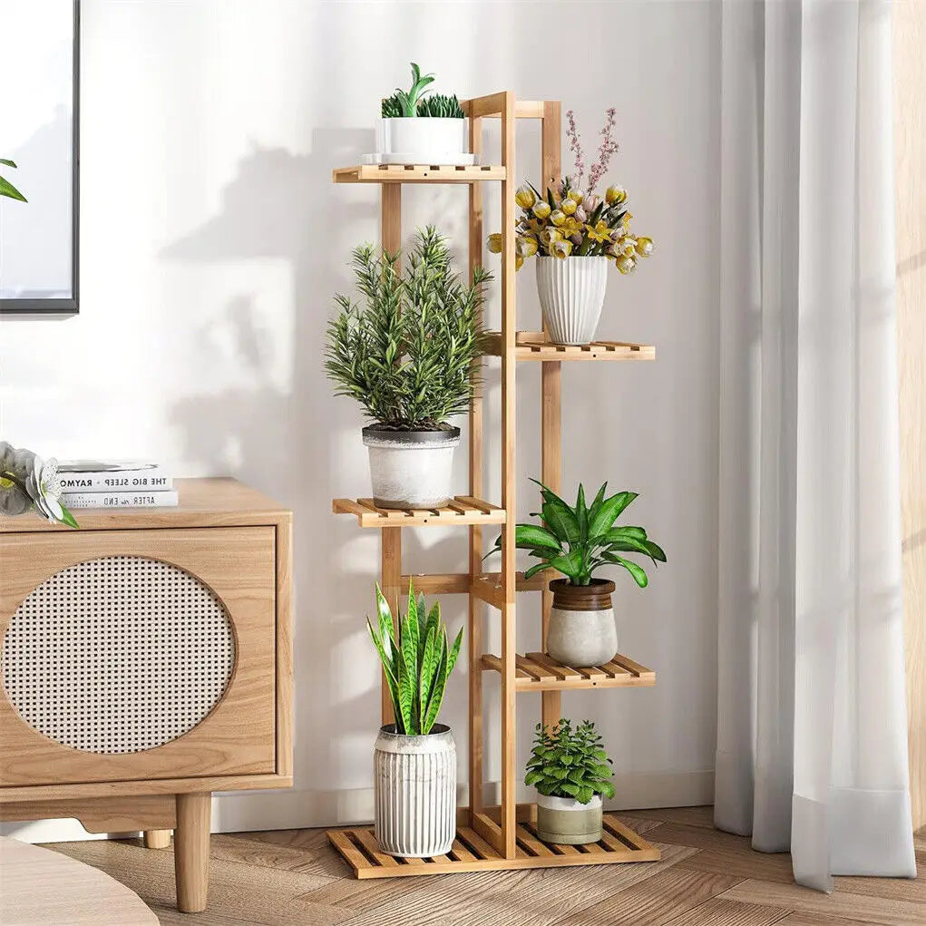 Wisfor Bamboo Tiered Plant Stand Corner Flower Display Rack