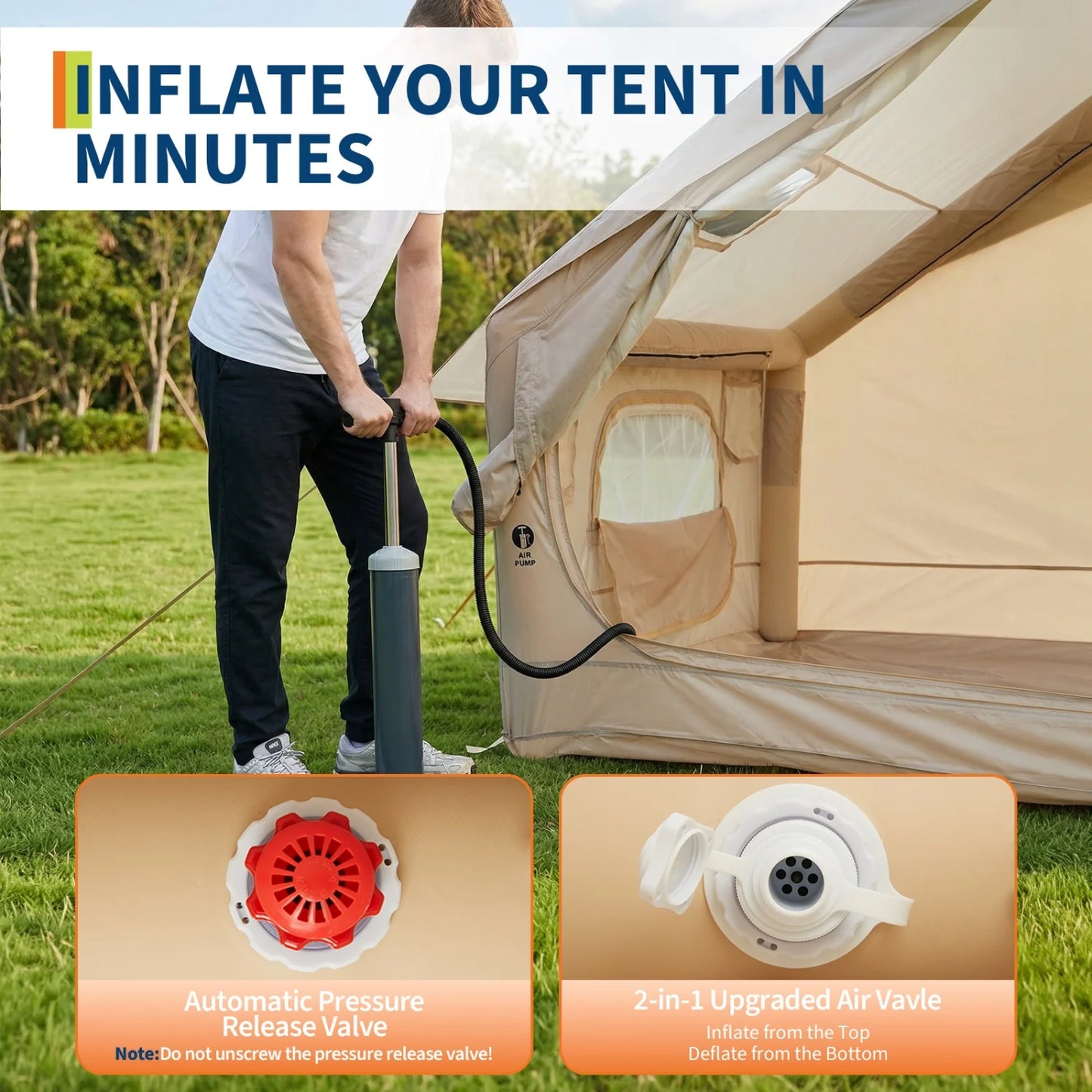 Himiss Inflatable Camping Tent With Pump Skylight And Stove Jack
