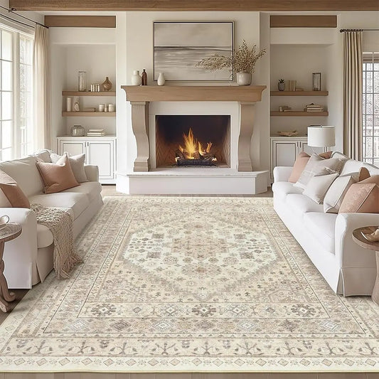 NONEDesign Area Rug Living Room Non Slip Washable Vintage