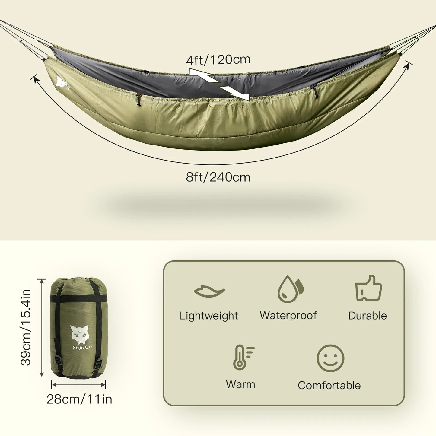 Night Cat Hammock Underquilt Insulated Sleeping Bag Blanket