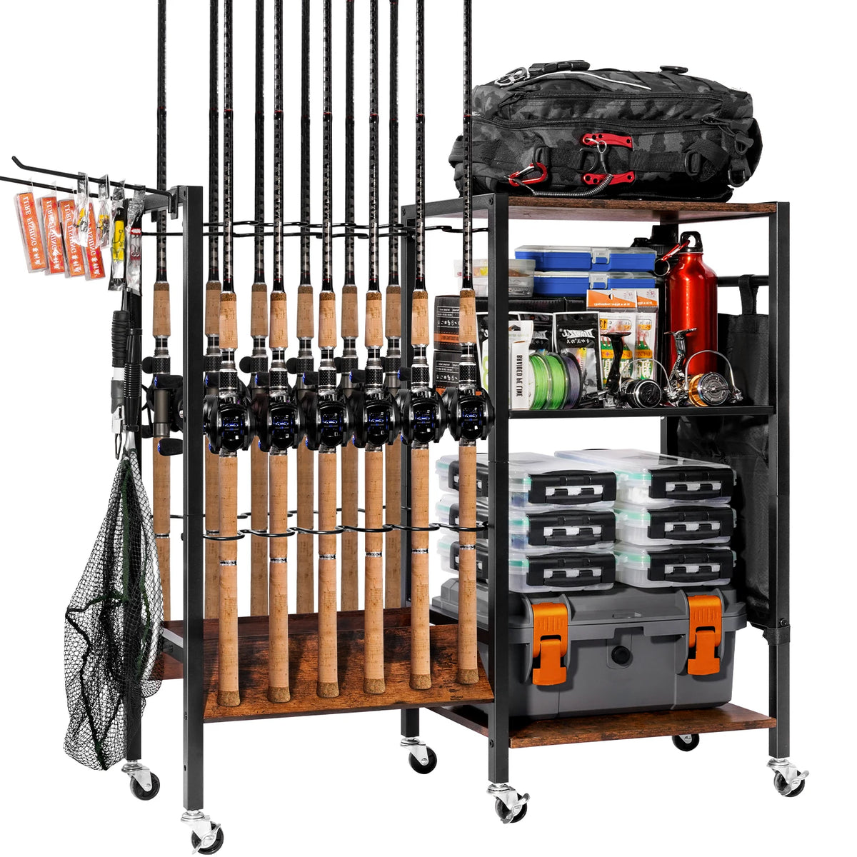 Fishing rod holder,Fishing Rod Rack Storage up to 12 Rods,Fishing Tackle Storage Cabinet,Fishing Pole Holders for Garage
