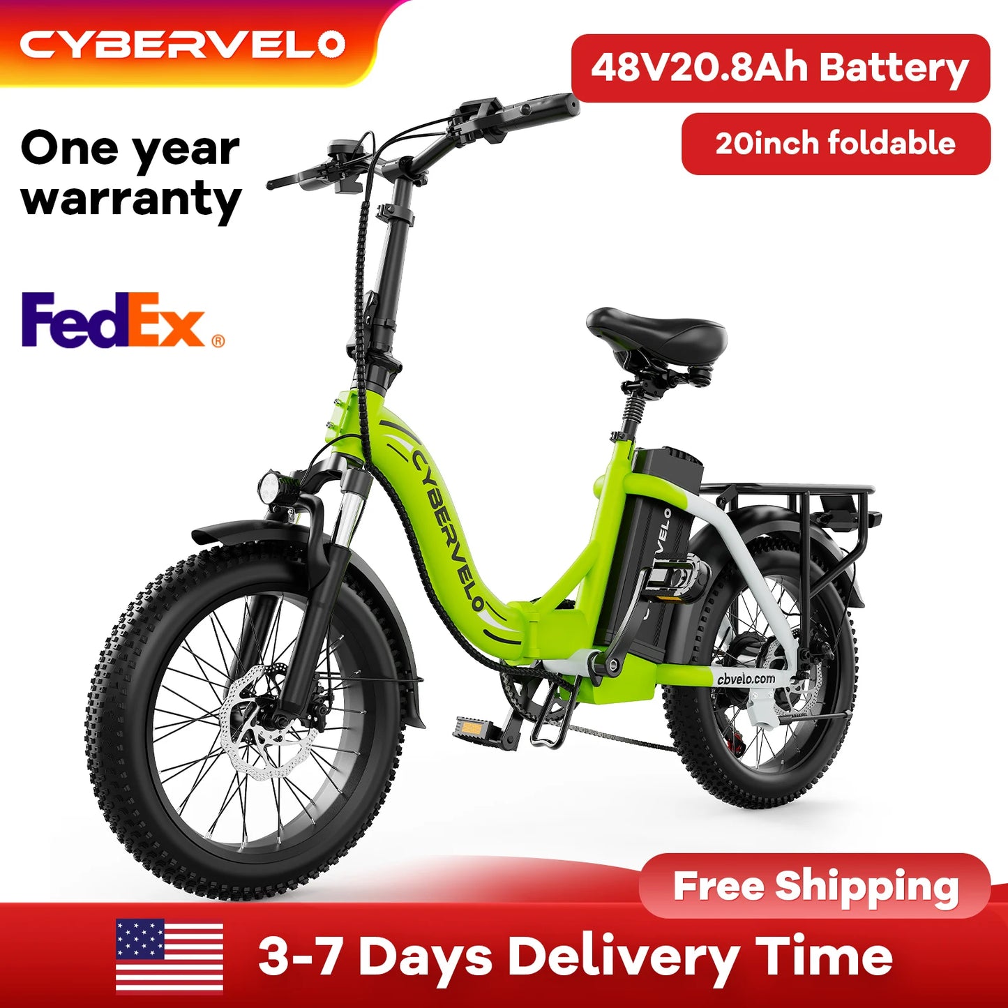 MARS700 Long Range Fat Tire Folding Electric Bike 1000W 30MPH
