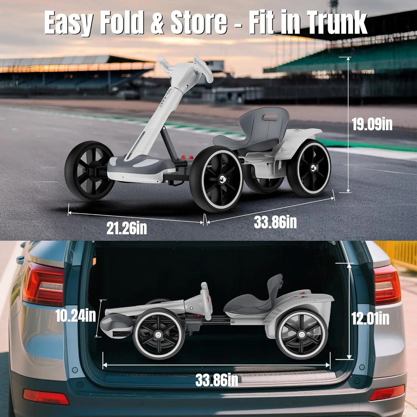 AOVOPROCE Remote Control Electric Go Kart Bluetooth 4 Wheels