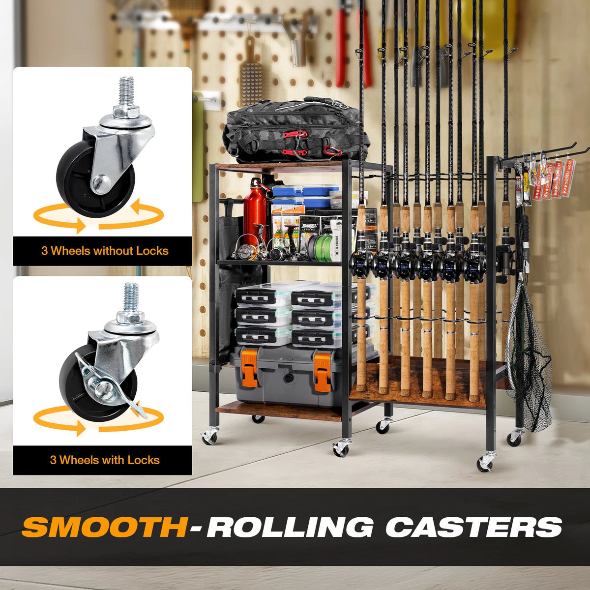 Fishing rod holder,Fishing Rod Rack Storage up to 12 Rods,Fishing Tackle Storage Cabinet,Fishing Pole Holders for Garage