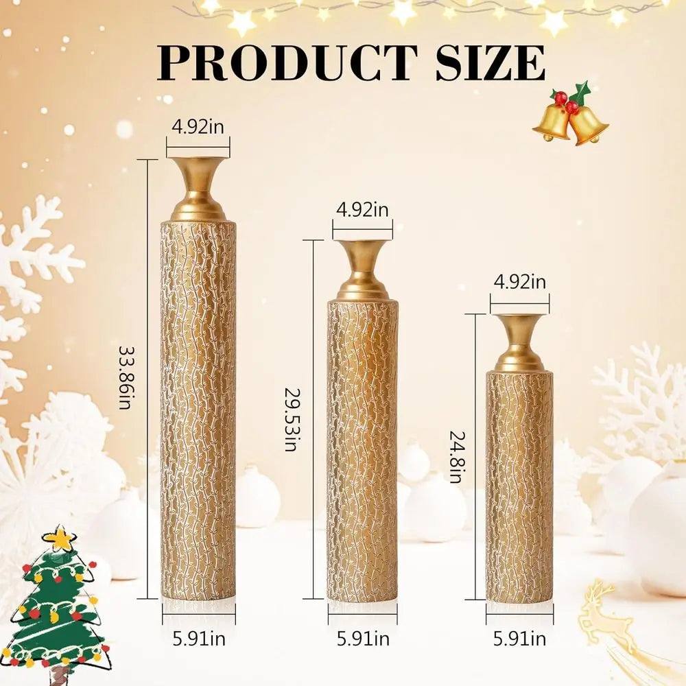 Modern Decorative Metal Floor Vases Set of 3 Centerpieces
