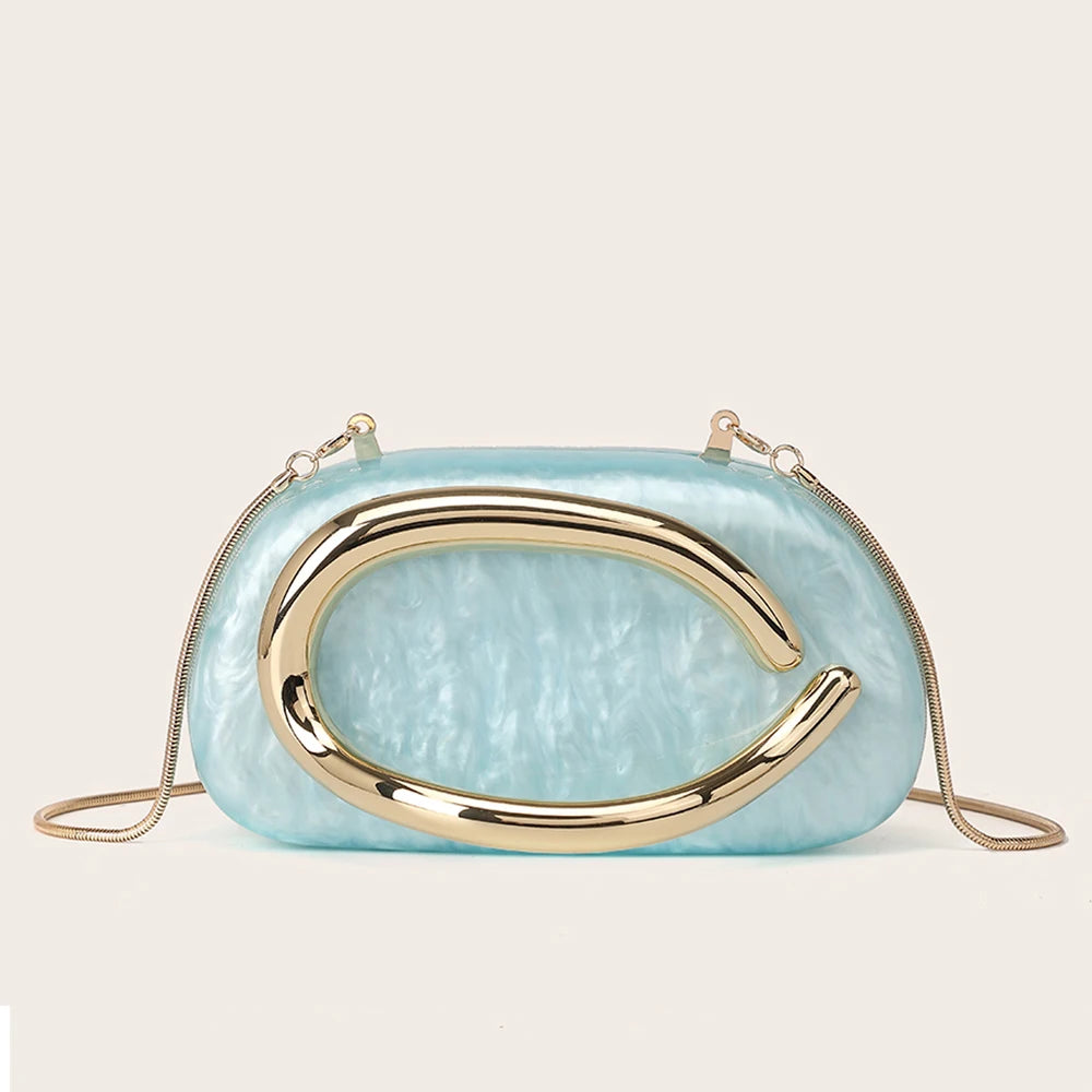 YYW Box Bag Metal Details Crossbody Evening Handbag