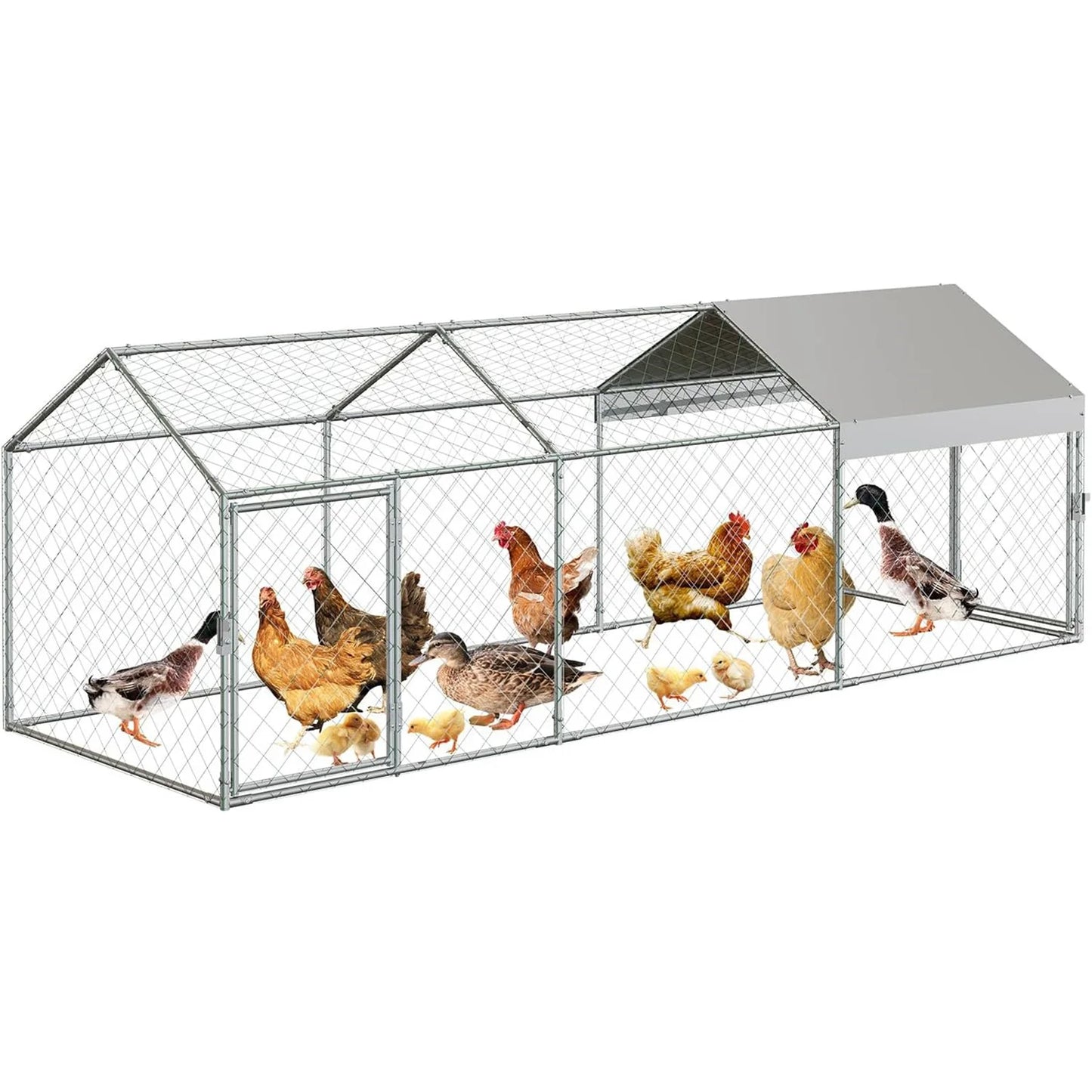 HiMISS Durable Portable Metal Chicken Coop With Waterproof Cover