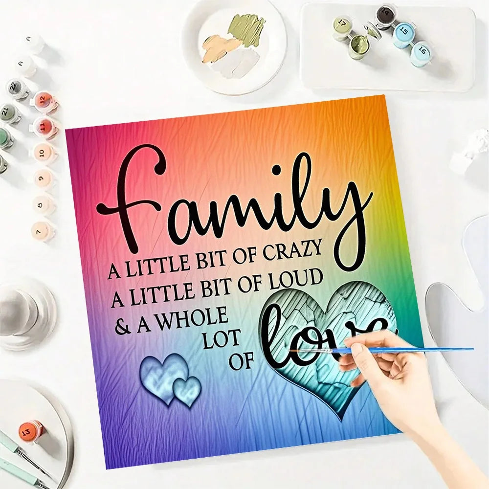 Family Text Love Paint By Numbers For Adult Diy Art Craft Kit HandPainted On Canvas Valentines Gift Home Decor