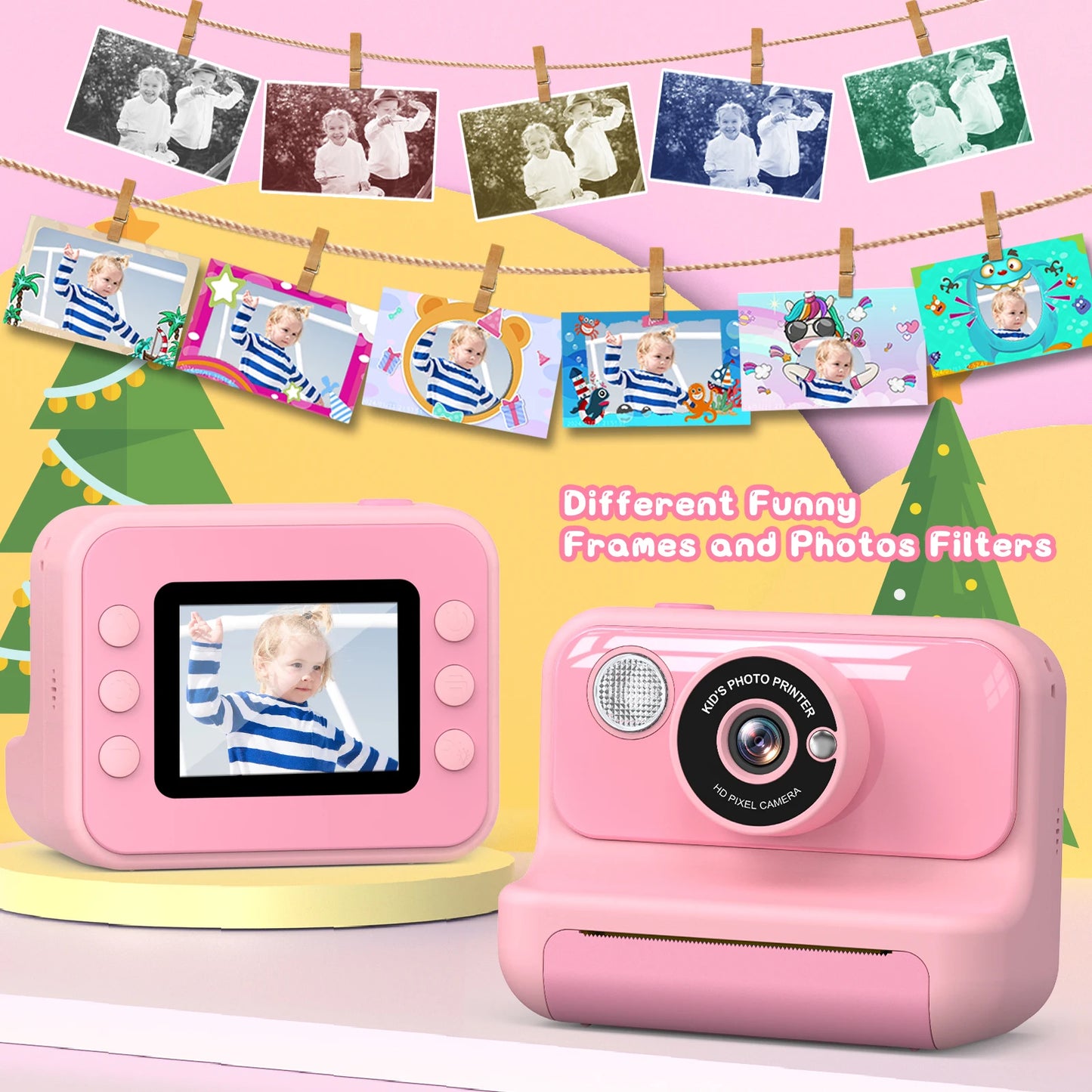 Gofunly Kids Instant Print Camera 1080P Mini Digital Toy