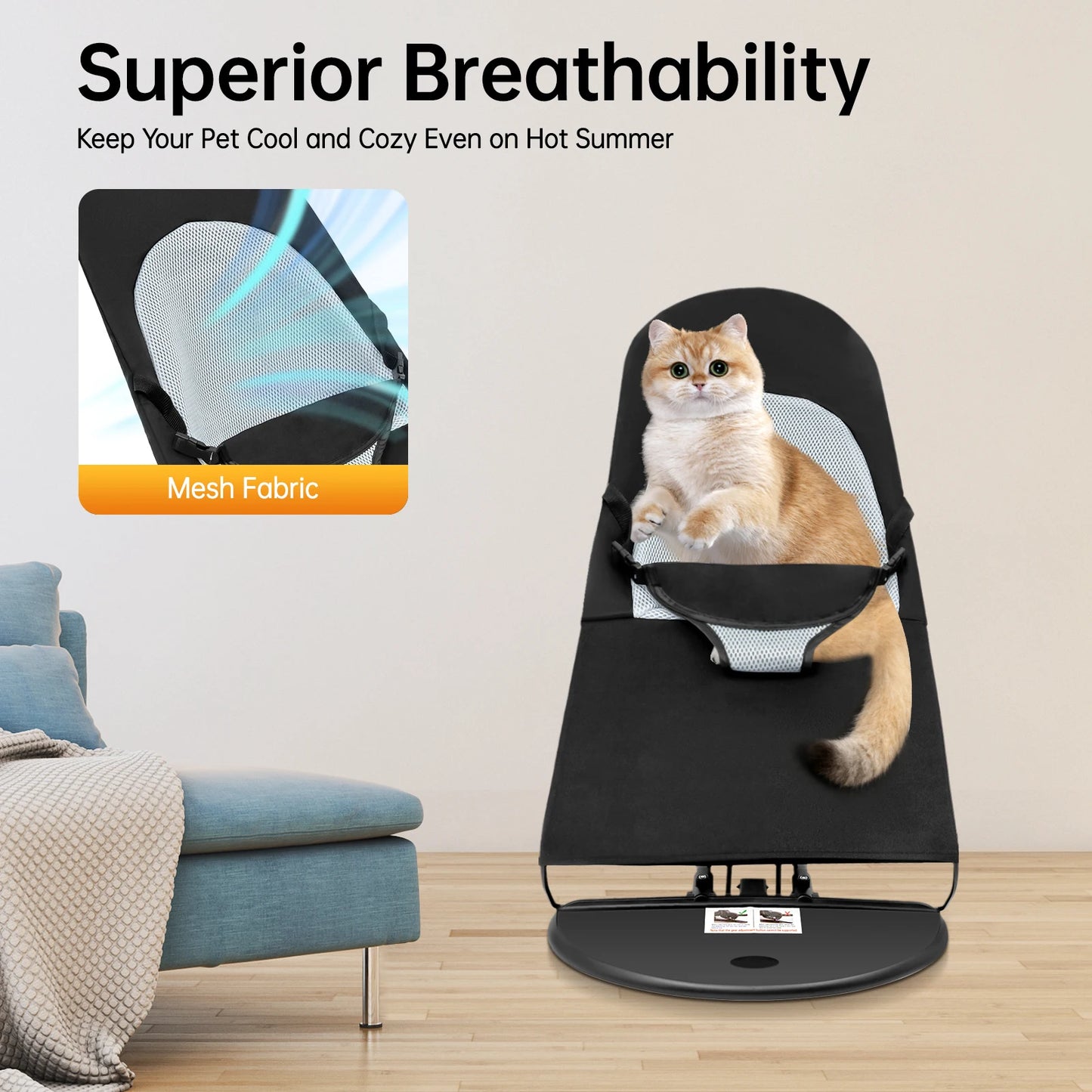 Foldable Pet Rocking Chair for Small Dogs and Cats