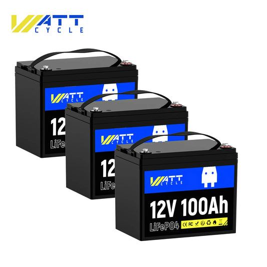 WattCycle LiFePO4 Battery 12V 100Ah Grade A+ Cells With BMS 100A Series or Parallel Connection Lithium Battery Packs