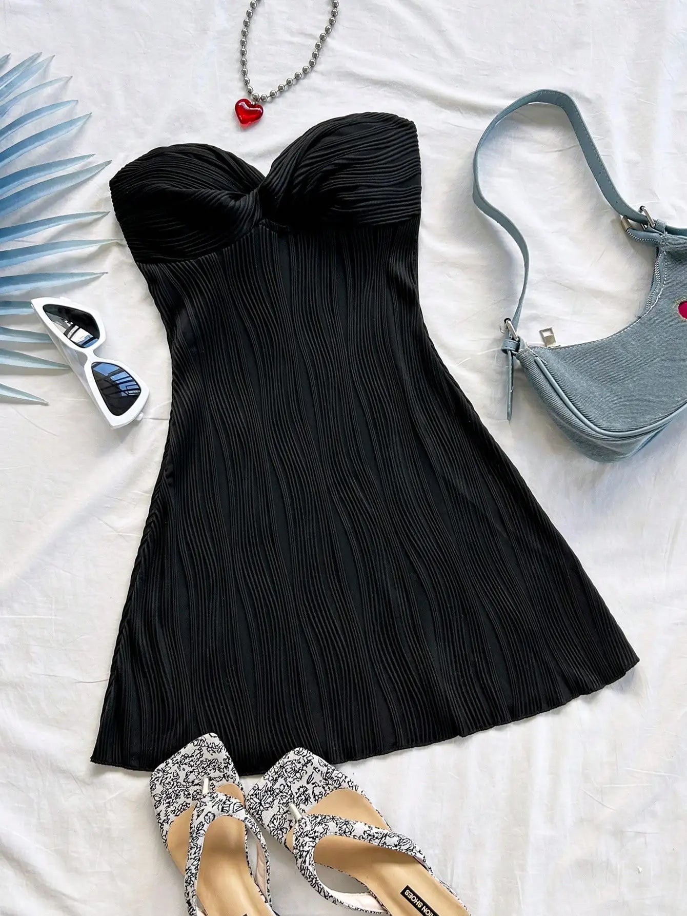 Strapless Twist Knot A-Line Dress For Summer Vacation
